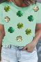 Four Leaf Clover Patched Graphic St Patrick Plus Size Tee