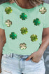 Four Leaf Clover Patched Graphic St Patrick Plus Size Tee