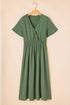 Four Leaf Clover Surplice Neckline Shirred High Waist Plus Size Maxi Dress