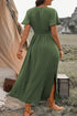 Four Leaf Clover Surplice Neckline Shirred High Waist Plus Size Maxi Dress