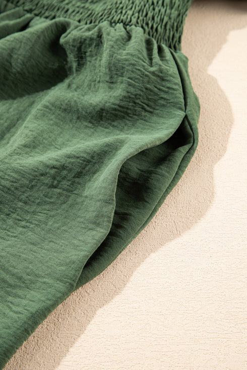 Four Leaf Clover Surplice Neckline Shirred High Waist Plus Size Maxi Dress