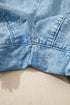 Frayed Edge Casual Patchwork Detail Denim Shorts