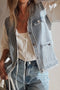 Frayed Edge Snap Front Flap Pocket Denim Vests