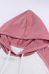 Frayed Hem Color Block Kangaroo Pocket Hoodie