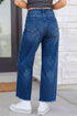 Frayed Hem Straight Leg Patchwork Cropped Denim Jeans