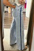 Frayed Side Panel Patchwork Striped Wide Leg Jeans