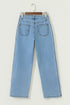 Frayed Side Panel Patchwork Striped Wide Leg Jeans