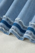 Frayed Side Panel Patchwork Striped Wide Leg Jeans