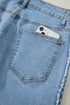 Frayed Side Panel Patchwork Striped Wide Leg Jeans