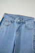 Frayed Side Panel Patchwork Striped Wide Leg Jeans