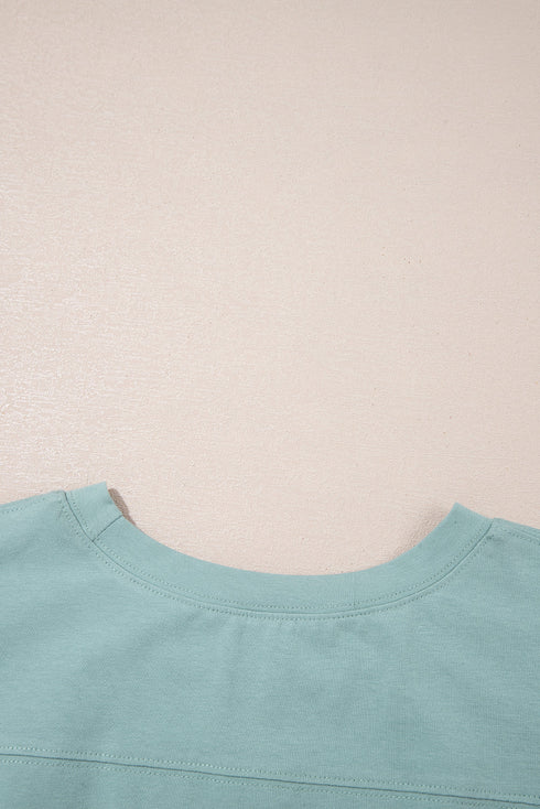 Frayed Star Patch Color Block Oversized T-Shirt Top