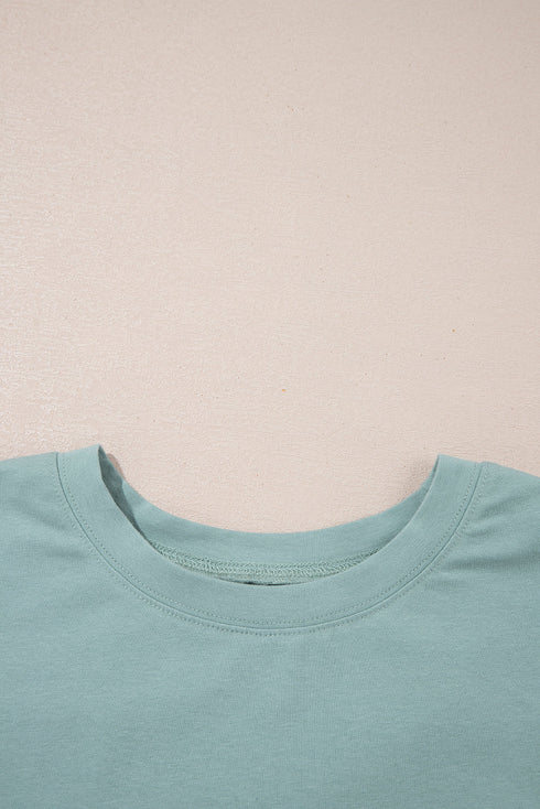 Frayed Star Patch Color Block Oversized T-Shirt Top