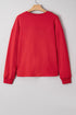 Frayed Tree Applique Split Neck Pullover Sweatshirt
