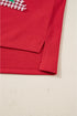 Frayed Tree Applique Split Neck Pullover Sweatshirt