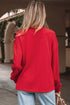 Frayed Tree Applique Split Neck Pullover Sweatshirt