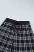 French Plaid Drawstring Waist Wide Leg Pants