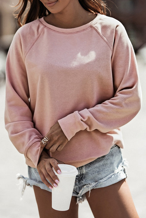 French Terry Cotton Blend Pullover Sweatshirt
