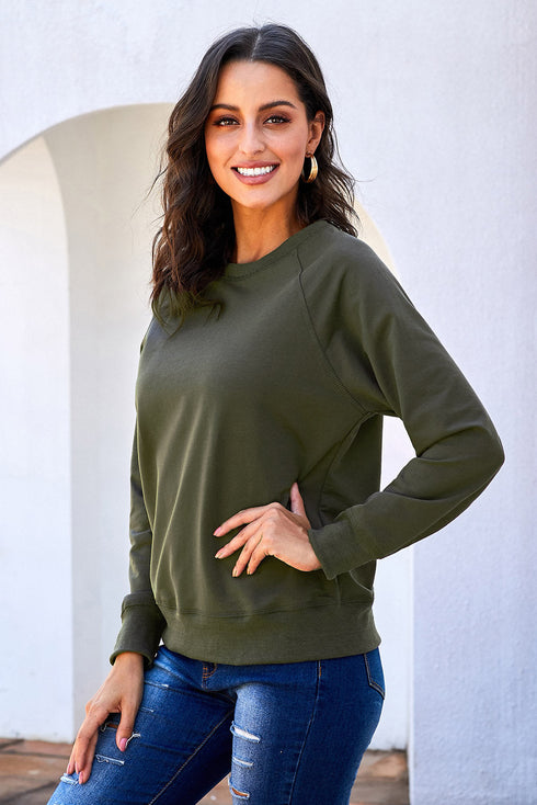 French Terry Cotton Blend Pullover Sweatshirt
