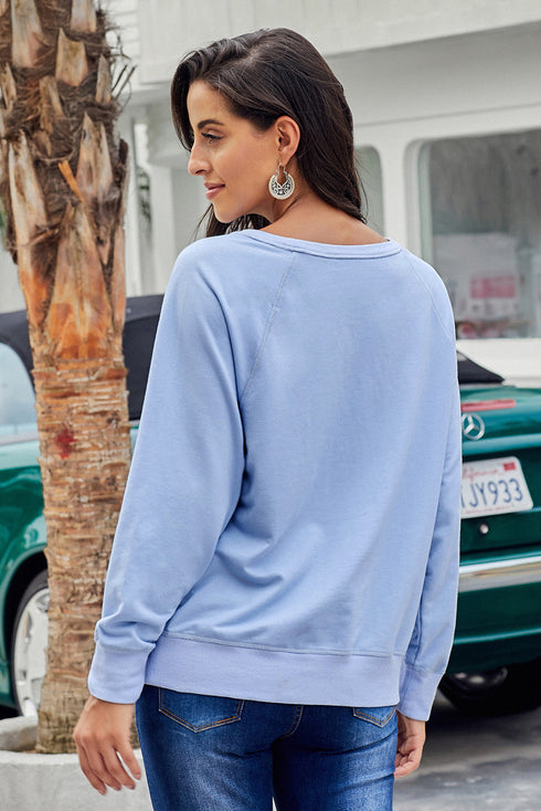 French Terry Cotton Blend Pullover Sweatshirt