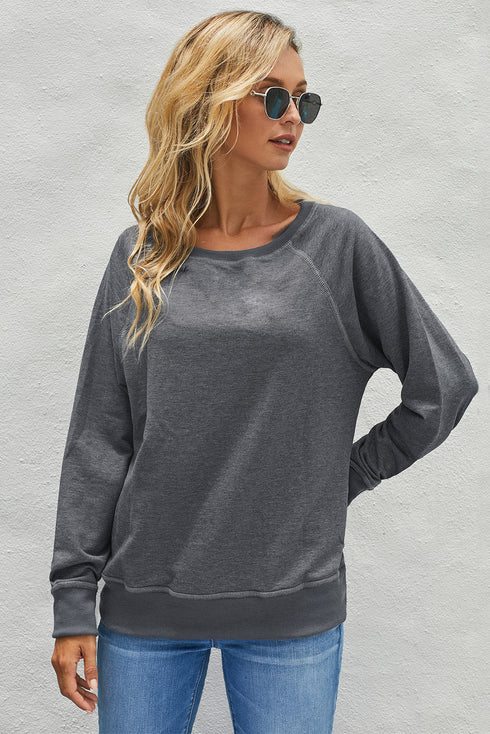 French Terry Cotton Blend Pullover Sweatshirt