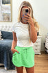 French Terry Drawstring Elastic Waist Pocket Mini Skort