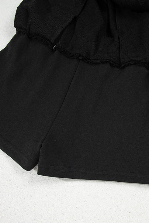 French Terry Drawstring Elastic Waist Pocket Mini Skort