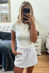 French Terry Drawstring Elastic Waist Pocket Mini Skort