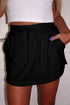 French Terry Drawstring Elastic Waist Pocket Mini Skort