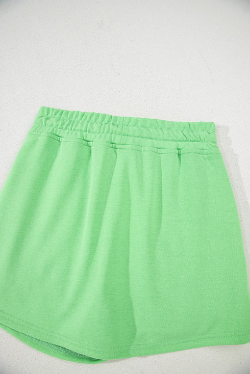 French Terry Drawstring Elastic Waist Pocket Mini Skort