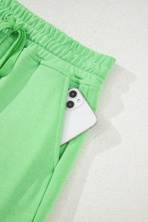 French Terry Drawstring Elastic Waist Pocket Mini Skort