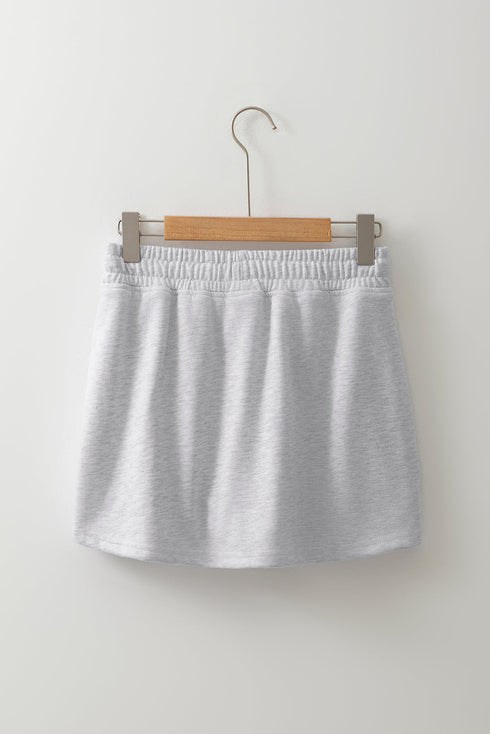 French Terry Drawstring Elastic Waist Pocket Mini Skort