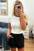 French Terry Drawstring Elastic Waist Pocket Mini Skort