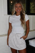 French Terry Drawstring Elastic Waist Pocket Mini Skort