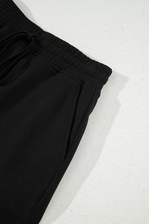 French Terry Drawstring Elastic Waist Pocket Mini Skort