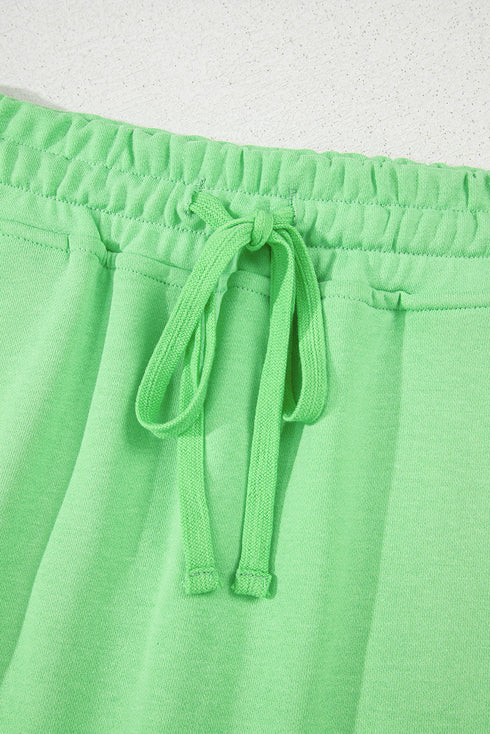 French Terry Drawstring Elastic Waist Pocket Mini Skort