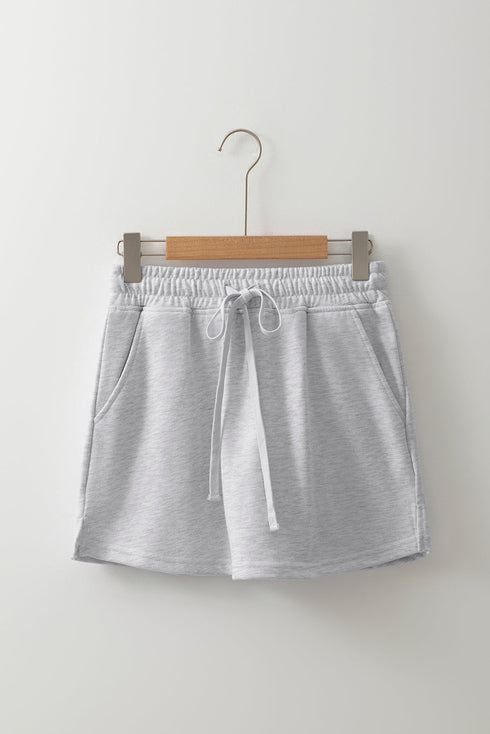French Terry Drawstring Elastic Waist Pocket Mini Skort