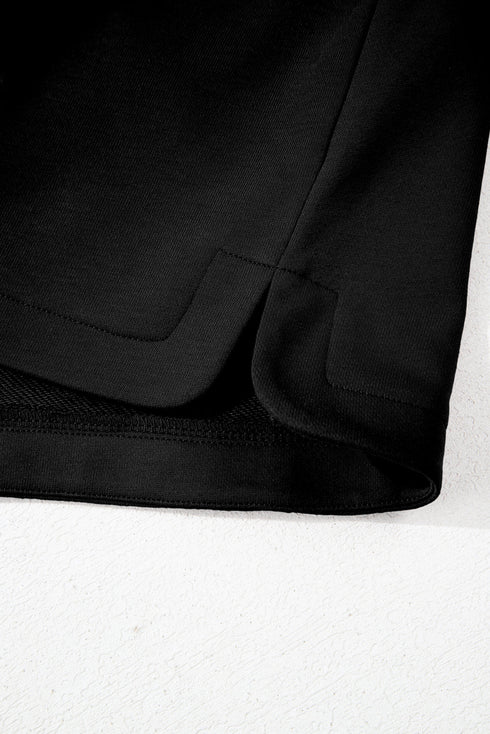 French Terry Zipped Collar Sleeveless Drawstring Waist Mini Dress