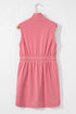 French Terry Zipped Collar Sleeveless Drawstring Waist Mini Dress