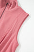 French Terry Zipped Collar Sleeveless Drawstring Waist Mini Dress