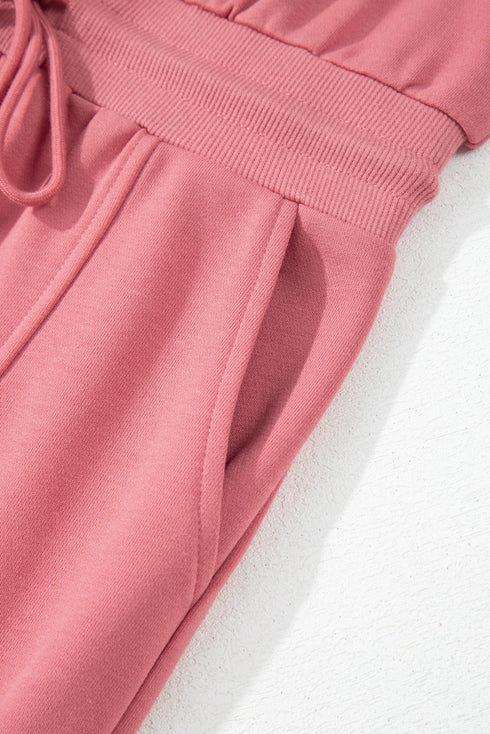 French Terry Zipped Collar Sleeveless Drawstring Waist Mini Dress