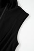French Terry Zipped Collar Sleeveless Drawstring Waist Mini Dress