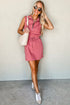 French Terry Zipped Collar Sleeveless Drawstring Waist Mini Dress