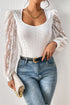 Frenchy Contrast Lace Bishop Sleeve Bodysuit