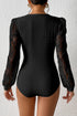 Frenchy Contrast Lace Bishop Sleeve Bodysuit
