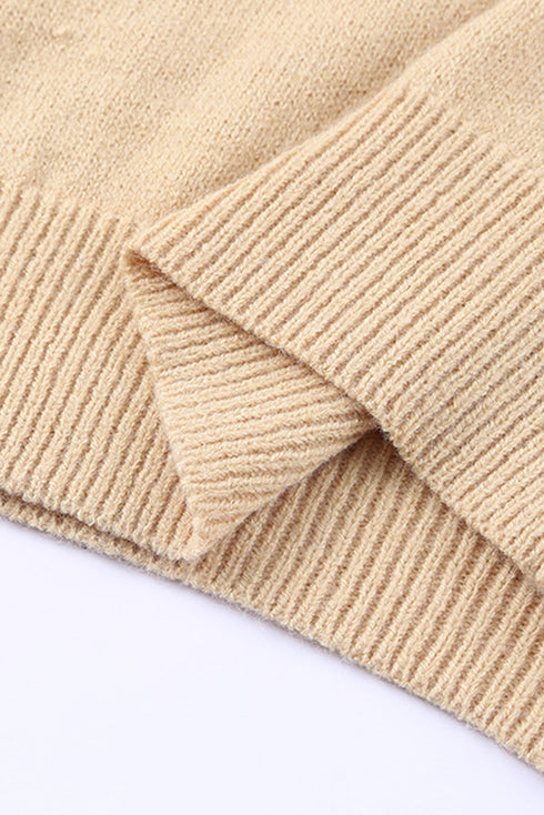 Frill Trim Buttoned Knit Pullover Sweater