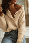 Frill Trim Buttoned Knit Pullover Sweater