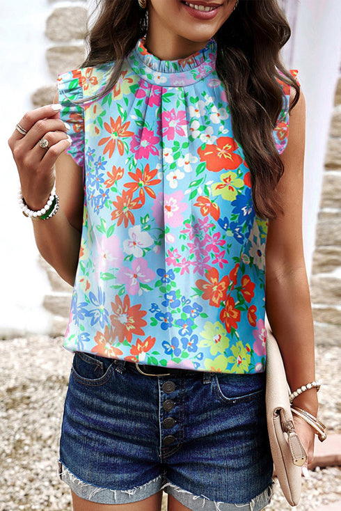Frilled Collar Floral Vest