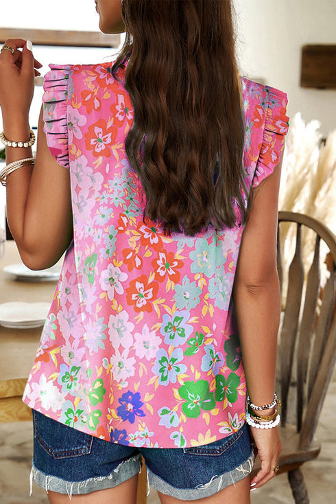Frilled Collar Floral Vest