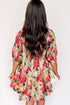Frilled Collar Half Sleeve Floral Print A Line Dress