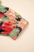 Frilled Collar Half Sleeve Floral Print A Line Dress